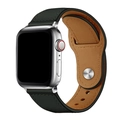Black leather magnetic strap with brown lining for Apple Watch in side view - 20mm / Dark Brown