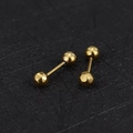 16G gold stainless steel cartilage stud earrings with smooth and faceted double balls - Round Ball-4mm / Gold