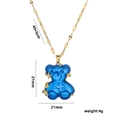 Collier en acier titane avec pendentif ours bleu mat et motifs d'étoiles - Style Bleu (519)