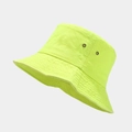 Dettaglio del cappello a secchiello in cotone verde neon con cuciture e occhielli in metallo - M (56-58cm) / Giallo Fluorescente