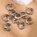 Silver Y2K heart charms with hammered texture for DIY jewelry and necklaces - Faceted Hollow Heart Style (PJ3354) / 10 Pieces Pack / Silver