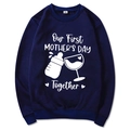 Navy blue Mama Est 2025 Coquette Hoodie with First Mother's Day print in size M - S / Navy Blue