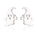 Minimalist silver ghost stud earrings for Halloween jewelry fashion with a polished finish - 254 (Ghost) / Silver