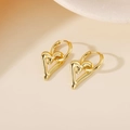 Minimalist gold heart charm hoop earrings in polished titanium steel for women - Hollow Heart / Gold
