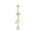 Piercing de nombril doré avec zircons clairs et design en forme de cœur évidé - XY-9 Coeur Creux