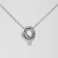 Polished silver titanium steel bubble letter pendant necklace with 3D organic curve design - Silver-Letter Q