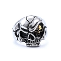 Vintage Punk Totenkopf Ring in Altsilber mit kleinem goldfarbenem Totenkopf für Biker - 06202 Jin / US Größe 13