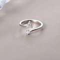 Adjustable S925 silver ring featuring a micro-paved letter A and a sparkling round zircon - Letter A