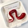 Dark red acetate hair claw clip with wavy design for high ponytail styling and bun fixing - Medium / Bright Red Wave Claw
