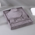 Dark grey velvet jewelry display tray with necklace bust and bracelet storage slots - Jewelry Display Tray / Grey Velvet