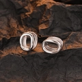 Orecchini a cerchio a forma di U in argento con design cavo minimalista a doppio strato - Oro Bianco