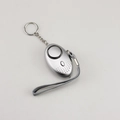 Silver 133dB personal safety alarm with LED flashlight, keychain, and hand strap - Gray