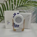 Minimalist white LED lantern night light with light wood handle and gift packaging - Blue Gift Bag / Gray