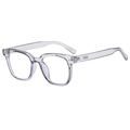 Modern transparent oversized square frame sunglasses with retro unisex style for summer - Transparent Grey Frame Clear Lens