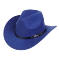 Classic cobalt blue western cowboy hat with black decorative band and silver buckle - M (56-58cm) / Royal Blue (169-H)