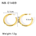 Detail view of 5.1cm gold C-shaped hoop earrings with size and weight specifications - Gold 5.1cm Hoop Style (NB-E1489)