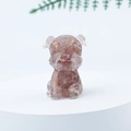 Statuetta di cane Schnauzer nano in ghiaia di cristallo rosa e resina epossidica lucida - 02 Quarzo Fragola