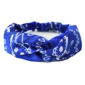 Royal blue paisley patterned headband with a twisted knot design for sports and fashion - Royal Blue