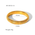 Bracelet Tubogas vintage plaqué or 18K avec large bande métallique nervurée - Style Moyen (12mm) / Doré