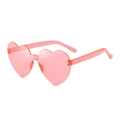 Lunettes de soleil coeur sans monture rose avec une finition gelée transparente - Rouge pastèque