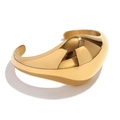 Bracciale aperto in acciaio inossidabile placcato oro 18K con design fluido e organico - Oro