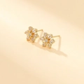 Elegant 14K gold-plated snowflake stud earrings with sparkling cubic zirconia crystals - Gold Snowflake