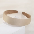 Elegant champagne gold satin headband with non-slip velvet lining for high cranial top - Khaki