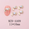 Dettagli di ciondoli per unghie a fiocco dorato 11x10mm con gemma a cuore su rosa - Base Oro Cuore Opale Bianco (AA09)