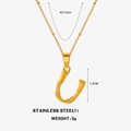 Collier lettre style bambou en acier inoxydable doré avec chaîne de 40+5cm - Lettre U (Or)
