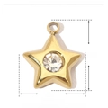 Detailed view of a gold star pendant with rhinestones including size and weight specs - YE324-Gold Pentagon Star Zirconia