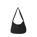 Quilted black hobo shoulder bag with cloud-like texture and minimalist aesthetic - Black