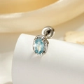 Minimalist silver screw back stud earring featuring an oval blue zircon gemstone - Light Blue Oval Zirconia Cartilage Stud (A849-3) / A849-3# Light Sea Blue (Single)