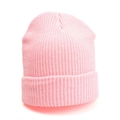 Classic ribbed knit beanie in light pink, autumn winter warm windproof outdoor skull cap - One Size / Elastic / Pink