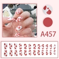 Matte lange trapezium kunstnagels set met rood koepatroon op witte basis - Model A457 (Lijm Stijl)