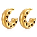 Minimalistische 18K vergoldete C-Form Creolen aus Edelstahl mit hohlem Herzmuster Design - Herz-Ausschnitt-Stil (MS-221 Gold) / Gold