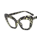 Cat eye blue light blocking glasses featuring a unique marble black floral pattern frame - Marble Black Pattern