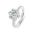 Silver S925 sterling silver ring with 2 carat round moissanite and adjustable band - FDJZ-049-Moissanite (D Color)