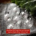Set of 6 Christmas ornaments with white snowflake patterns and 6cm diameter size - Snowflake Style / 6CM Transparent Painted 6pcs