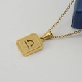 18K vergulde roestvrijstalen Weegschaal ketting met matte holle vierkante hanger - Weegschaal / Met Ketting