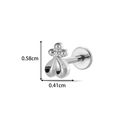 Silver G23 titanium labret stud featuring a three-petal flower design with 0.58cm height - Heart Style (T2552-2#) / Silver
