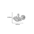 Silver F136 titanium labret stud with marquise zircon and size details 0.59cm by 0.67cm - 8# Silver - Starburst Shape