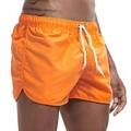 Short de bain homme orange à séchage rapide avec cordon blanc et fentes - Orange