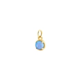 DIY gold-plated pendant featuring a round blue opal stone with decorative beaded edge - Gold Blue Opal Style (10#)