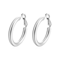Minimalistische silberne Creolen aus poliertem Edelstahl mit Hochglanzfinish für Damen - 30MM / Stahlfarbe