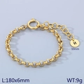 18k gold plated stainless steel curb chain bracelet with letter H charm pendant - Gold - Letter H (KB186371-Z)