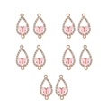 Macro view of 10 gold-plated teardrop connectors with pink butterflies and rhinestones - 7# Pink Butterfly Teardrop Connector / 10Pcs/Bag