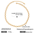 Detail view of 0.66cm gold stainless steel oval link necklace with waterproof specs - Thick Oval Link Chain Style (JDN0302014)