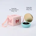 Pink gift box with light blue spherical magnetic jewelry case and Love print - Spherical Rose Flower Box / Blue