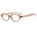 Oval transparent tawny frames with metal rivets and blue light blocking lenses - Champagne