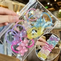 Detail of colorful elastic hair ties with glittery resin hearts and bear shapes - Cartoon Mixed Shape Style (TS-1)